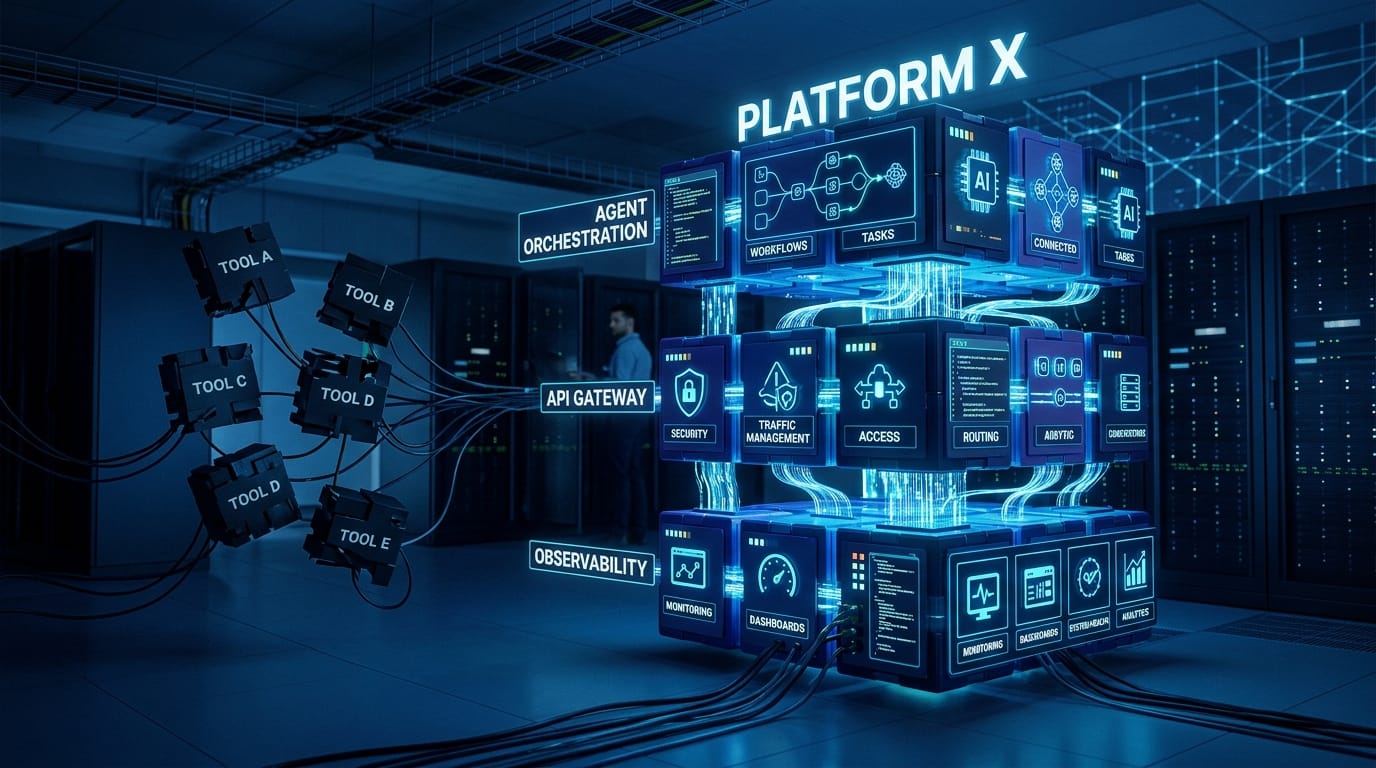 Unified AI platform architecture with modular building blocks replacing multiple separate agent tools
