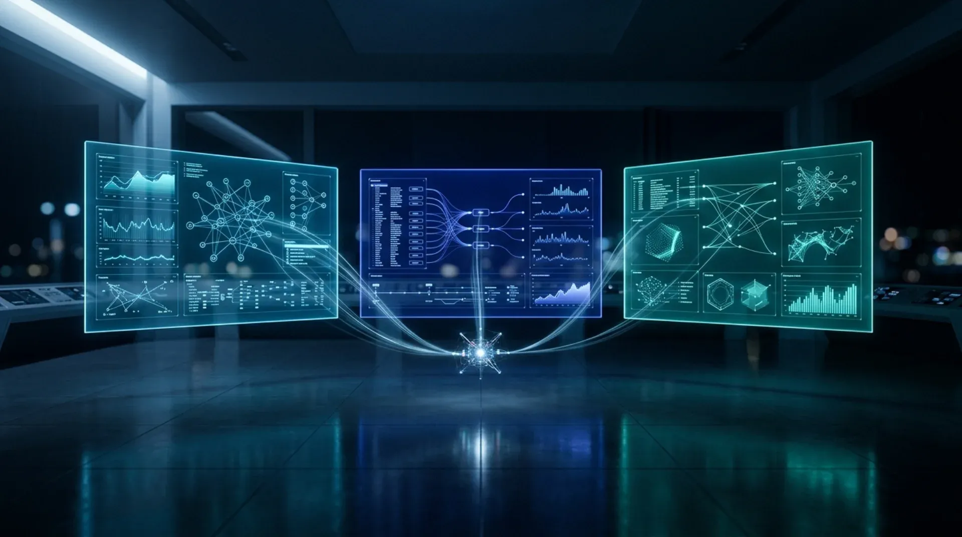 PilotDeck agent operating system command deck with three isolated WorkSpace panels and a central routing hub